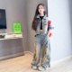 新款 女童废土牛仔套装 2026春季 儿童嘻哈街舞潮服酷女孩炸街两件套