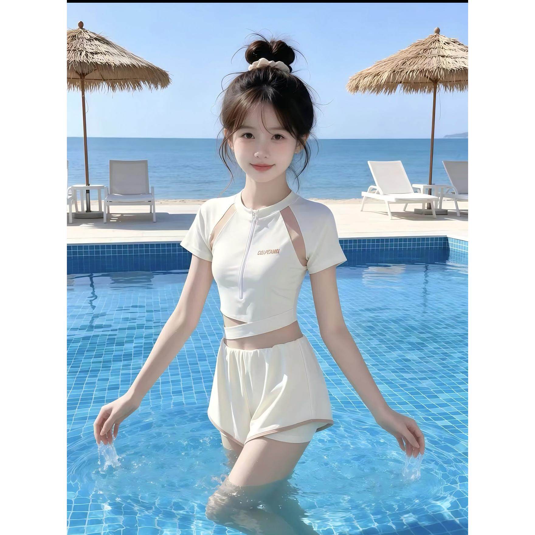 儿童泳衣女童2026新款中大童初中生专业训练女孩绝美连体保守泳装