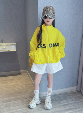 女童防晒衣2025新款夏季儿童洋气外套中大童女孩洋气背心短裤夏装