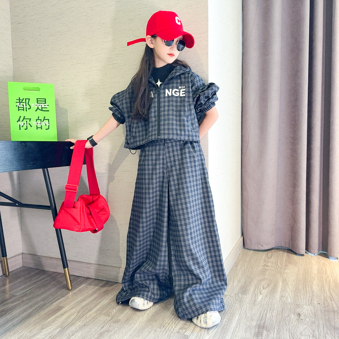 女童秋款格子套装2025新款女大童秋装开衫外套洋气阔腿裤两件套潮,童装/婴儿装/亲子装,套装,淘宝优惠券,粉丝福利购,淘宝优惠卷