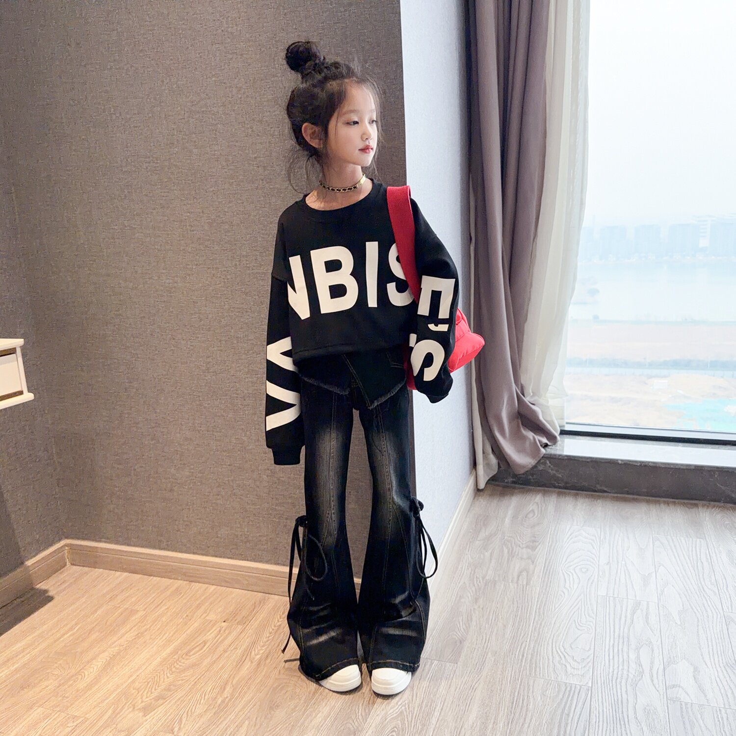 女童宽松百搭裤子套装图片