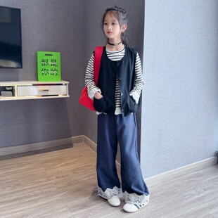 女童叠穿马甲套装春装2026新款儿童春季时髦洋气女孩整套韩系穿搭