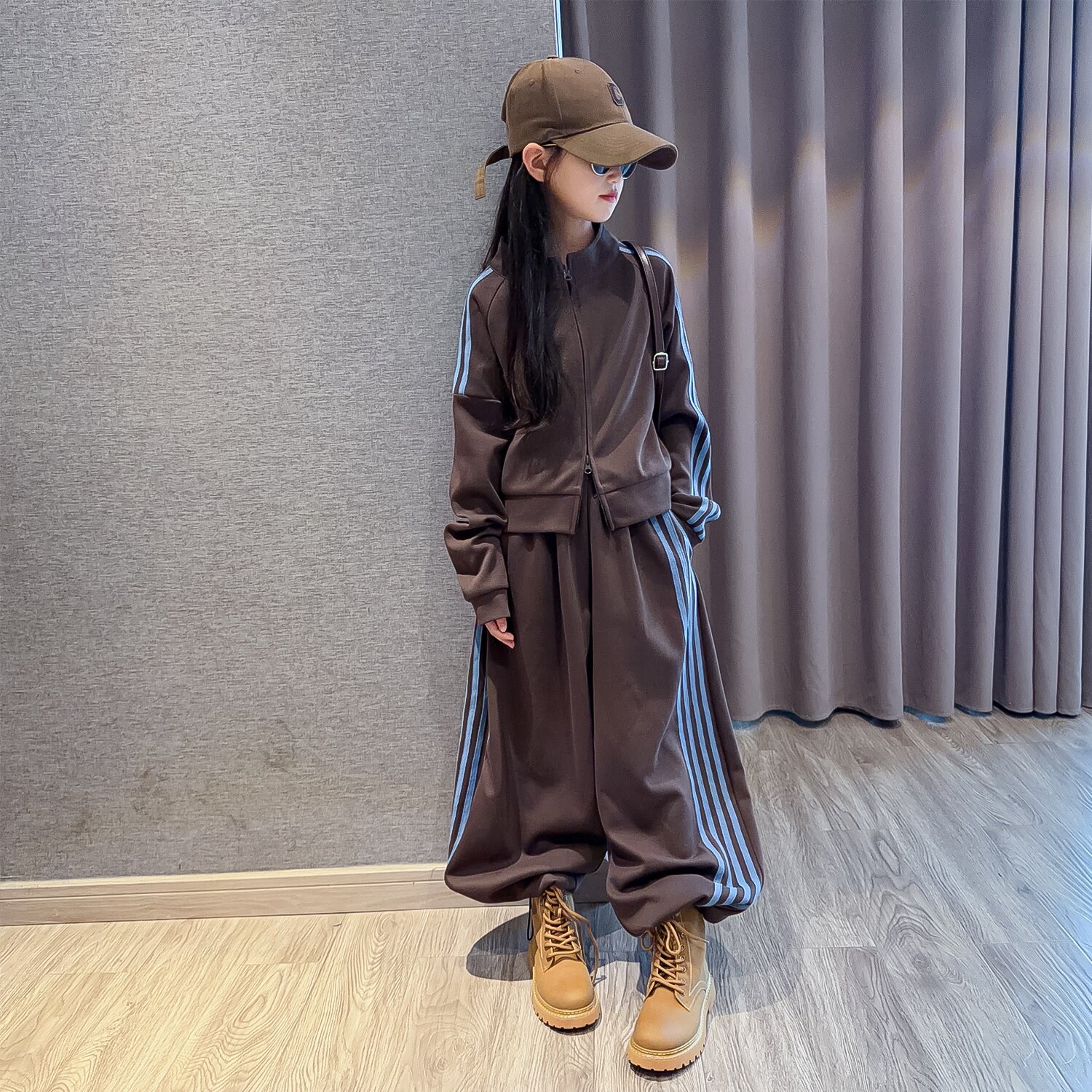女童2026秋季新款美式复古休闲风套装大童开衫外套阔腿裤两件套潮