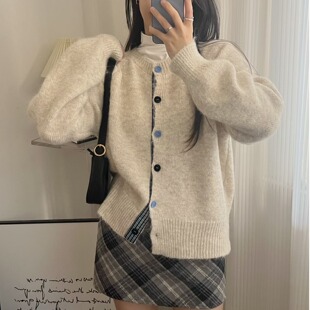 日系软妹学院风小清新宽松针织开衫秋冬新款慵懒毛衣少女外套上衣