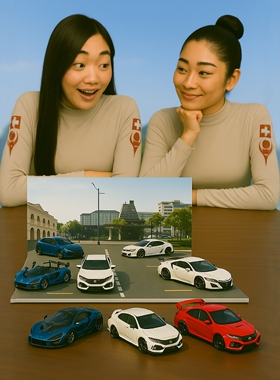 跑车模型合金比例1/64思域小钢炮TSM MINIGT TYPE-R FK8纸盒装7cm