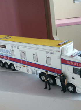 警察流动指挥车模型奔驰平治Antos合金车头比例76塑料车厢手贴纸