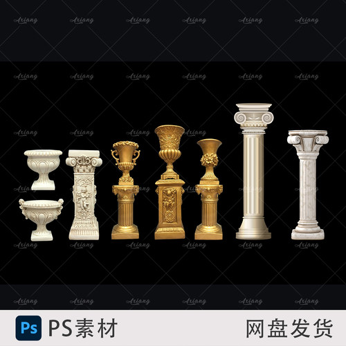婚礼素材罗马柱欧式婚礼道具泡雕道具PSD