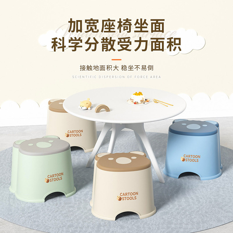 浴室小凳子成人家用卫生间洗澡矮款塑料凳子加厚防滑圆形卡通板凳