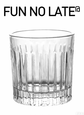 ins简约复古条纹玻璃杯洋酒威士忌酒杯餐厅水杯拿铁冰美式咖啡杯