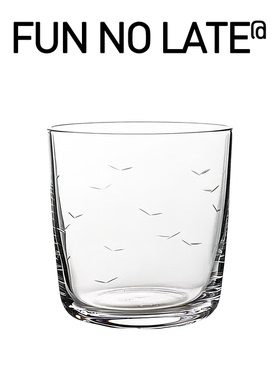 波点飞鸟玻璃咖啡杯 手工磨刻玻璃杯日常冷饮杯冰美式杯饮水杯