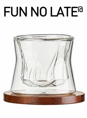 双层束腰玻璃杯耐热冷萃旋转美式拿铁dirty咖啡杯带实木杯垫礼盒