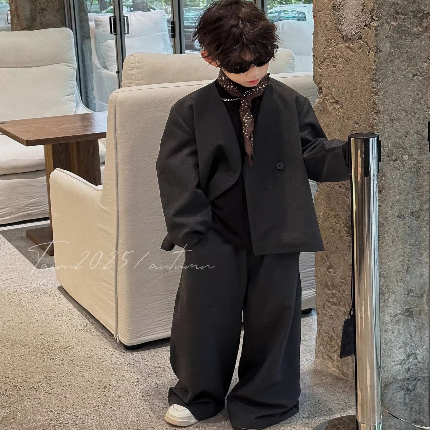 2025春秋季新款儿童西装男童西服外套韩版潮流帅气时髦百搭高级感