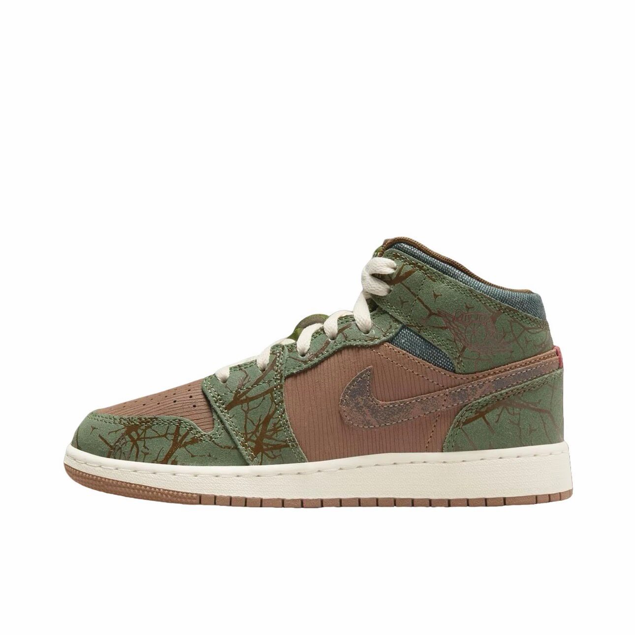 Jordan Air Jordan1 MID真皮舒适减震耐磨中帮儿童篮球鞋绿河南LL