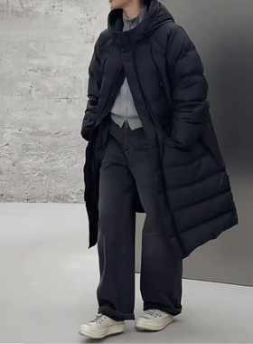 日系风 密织棉 95鹅绒 冬季保暖加厚中长款休闲净版连帽羽绒服女