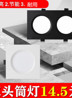 金夕雷哲格栅斗胆 单双头筒灯天花10*20 长方形嵌入式8x16射灯