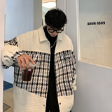 2023港风春季新款贴袋刺绣小香风撞色夹克外套绿色JK027-P95，男装夹克，电商B237