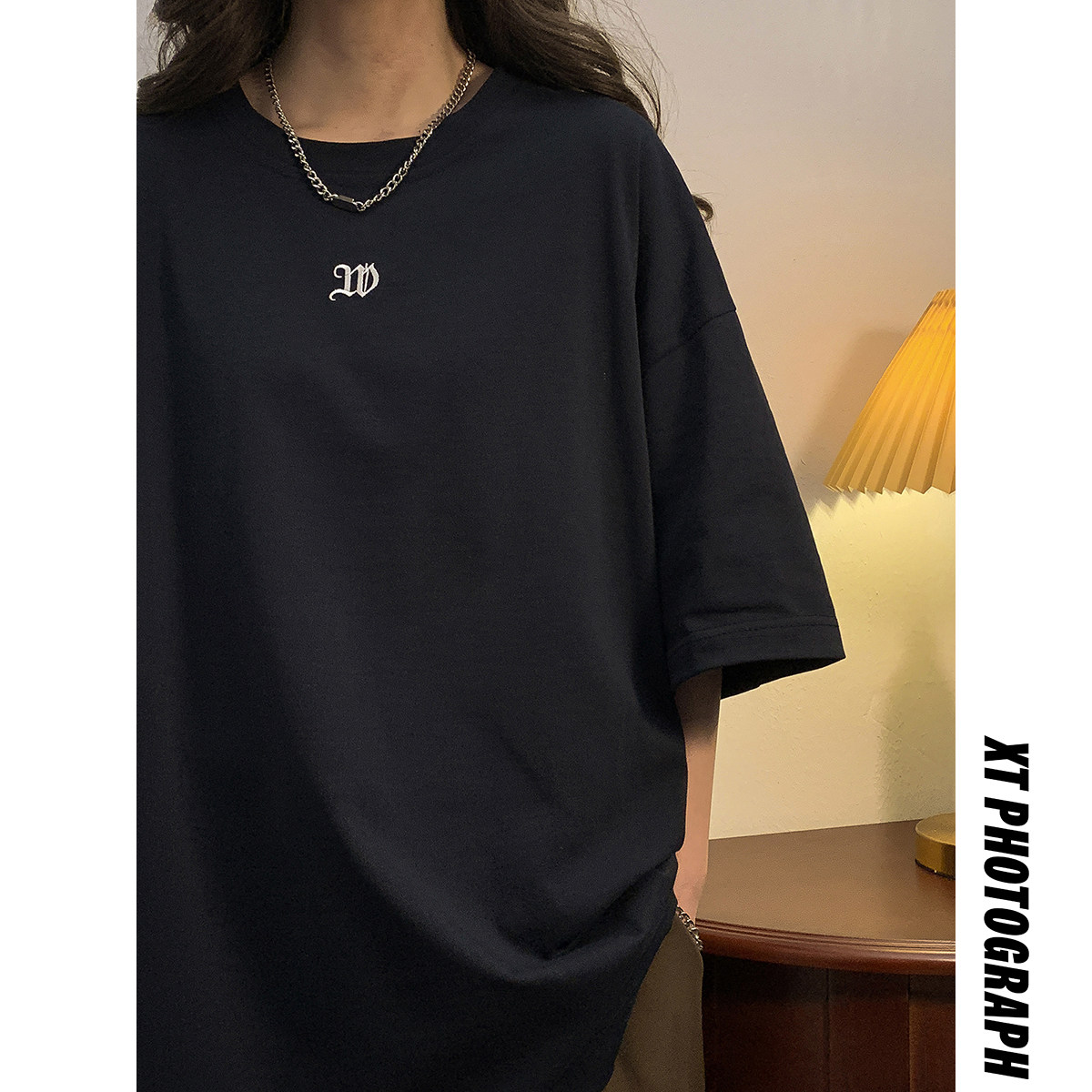 2023女模新款短袖T恤高品质双纱230克刺绣 蓝 TX081-P25 控39图片