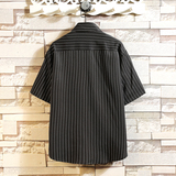 2023砖墙夏季新款条纹短袖衬衫灰色C80-P40，男装衬衫，电商B237