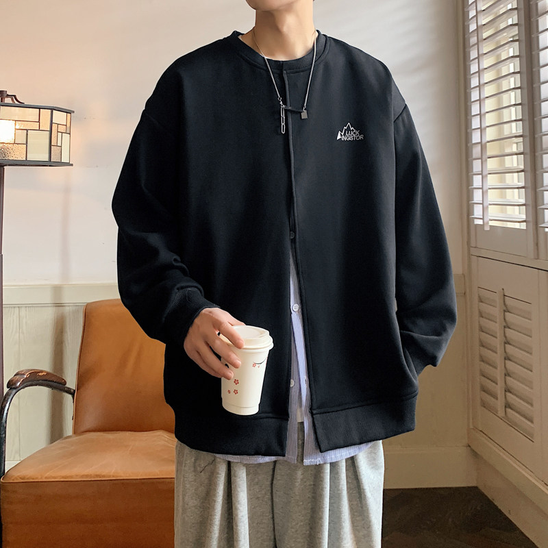 2023港风高品质华棉360克刺绣假两件卫衣灰色W030-P55控88,男装卫衣,电商B237