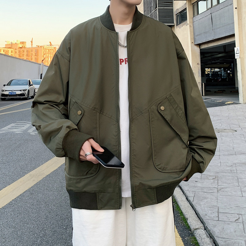 2024秋季新款高品质包边棒球领夹克绿色JK041-P88控128,男装夹克,电商B237