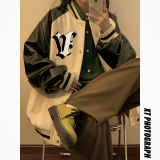 2023女模春季新款刺绣630克呢料拼皮夹克男白色JK044-P110控158，男装夹克，电商B237