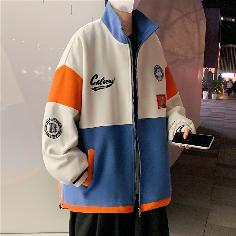 2024春季新款男士撞色贴标刺绣外套港风蓝色JK017-P88控118元,男装夹克,电商B237