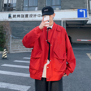 2024年春季新款男士立体口袋工装夹克 红色JK037-P40图片
