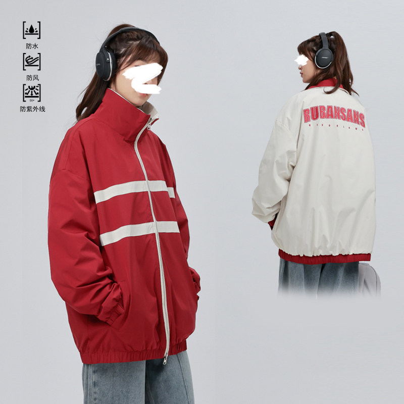 防水两面穿夹克绣花紫色JK049-P88控128现货5000件,男装夹克,电商B237