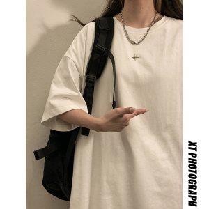 2023女模新款T恤金属星星纯双纱230克大板 白色 TX085-P35 控58图片