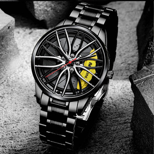非机械精钢手表 全自动石英机芯潮男手表男士 韩版 跑车轮胎炫酷个性