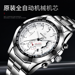 瑞士进口机芯正品镂空大表盘手表男士陀飞轮单日历机械表防水夜光