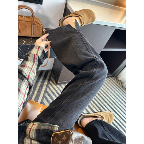 时髦侧开叉！！四面弹窄版牛仔裤