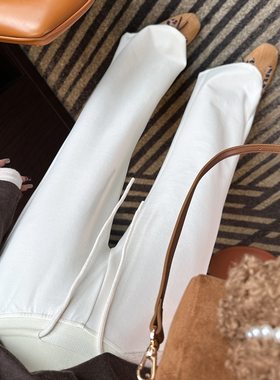 小个子升级版！~lu系松紧腰微喇叭卫裤女春新弹力垂感高腰休闲裤