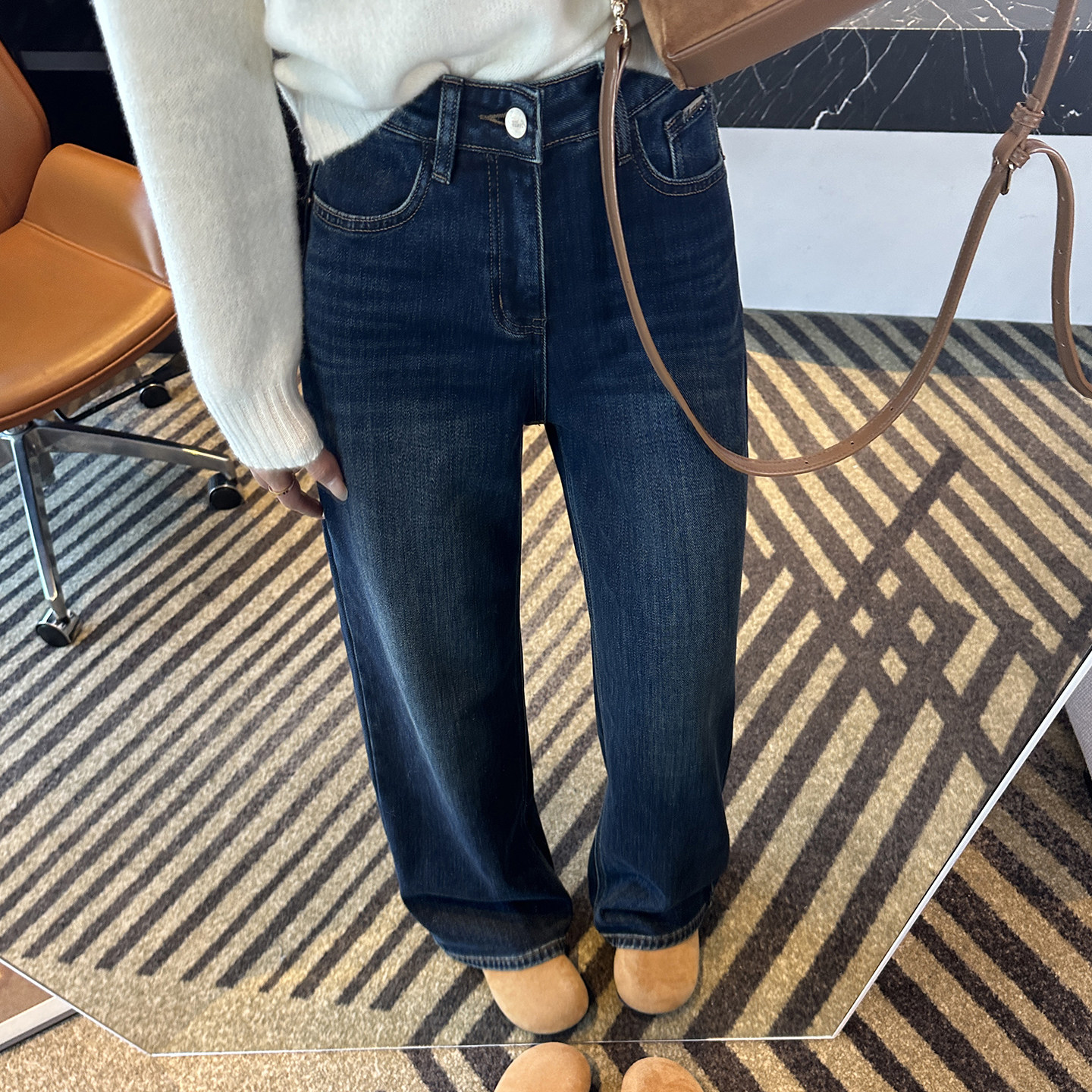 版型绝杀！~遮胯窄版阔腿牛仔裤