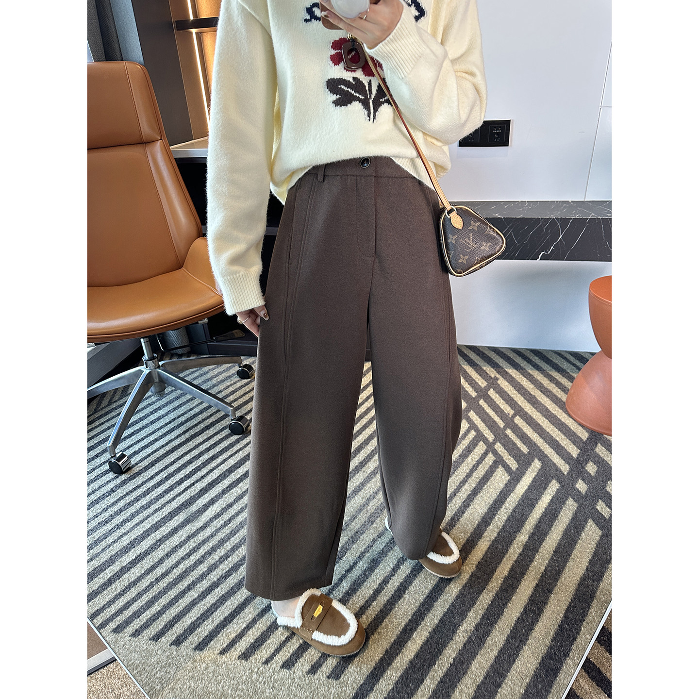 梨型zui爱！~加厚毛呢奶奶休闲裤