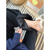 女冬新宽松慵懒灰色糯米长裤 续命保暖神裤 加厚绒休闲毛巾裤 子