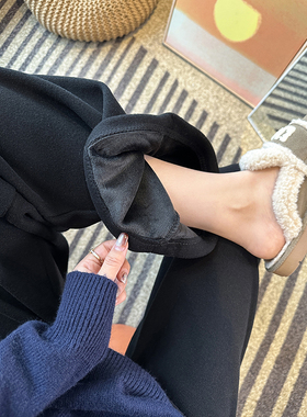 续命保暖神裤~！加厚绒休闲毛巾裤女冬新宽松慵懒灰色糯米长裤子