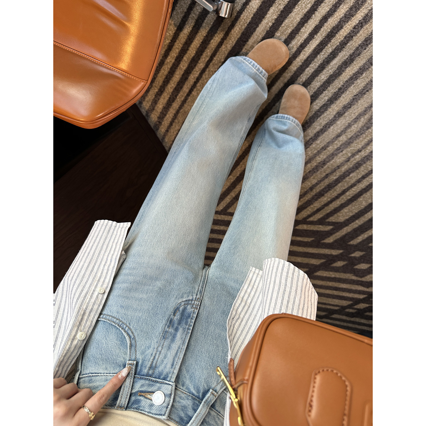 自带修腿滤镜！~浅蓝色窄版直筒牛仔裤宽松阔腿长裤子女春季新款,女装/女士精品,牛仔裤,淘宝优惠券,粉丝福利购,淘宝优惠卷