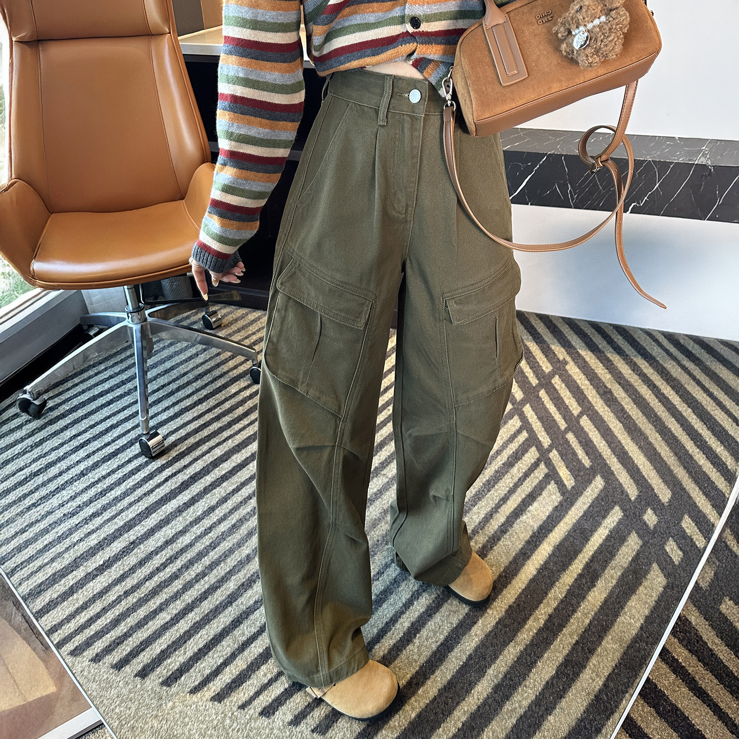 梨型逆袭神裤！~显瘦弯刀工装裤女新款春宽松慵懒风阔腿牛仔裤长,女装/女士精品,牛仔裤,淘宝优惠券,粉丝福利购,淘宝优惠卷