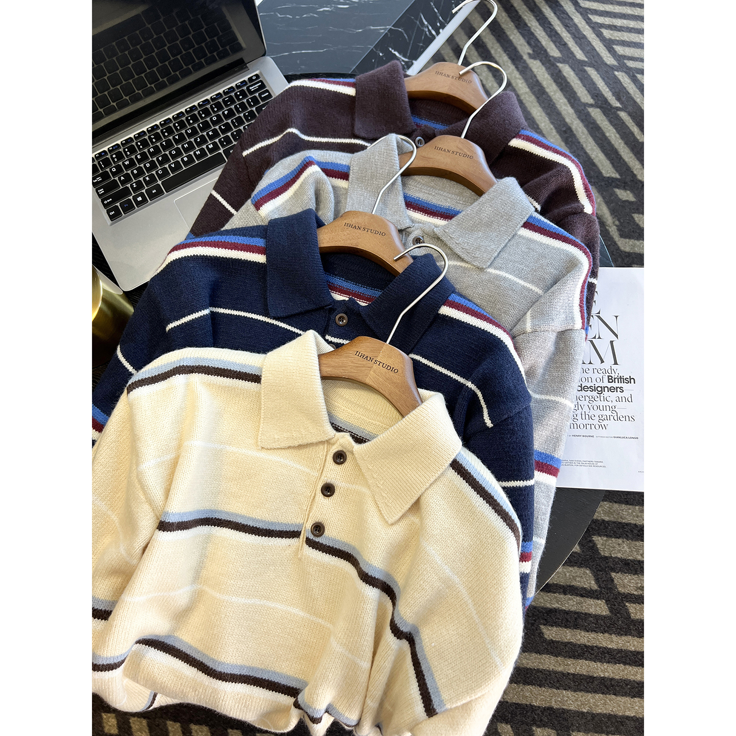 自带腔调感!~韩系POLO领毛衣女