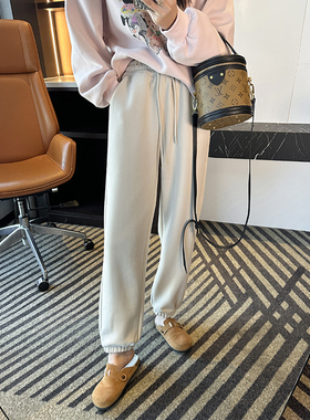 舒适感max！！净版保暖休闲裤女2025秋冬新款垂感宽松小个子卫裤