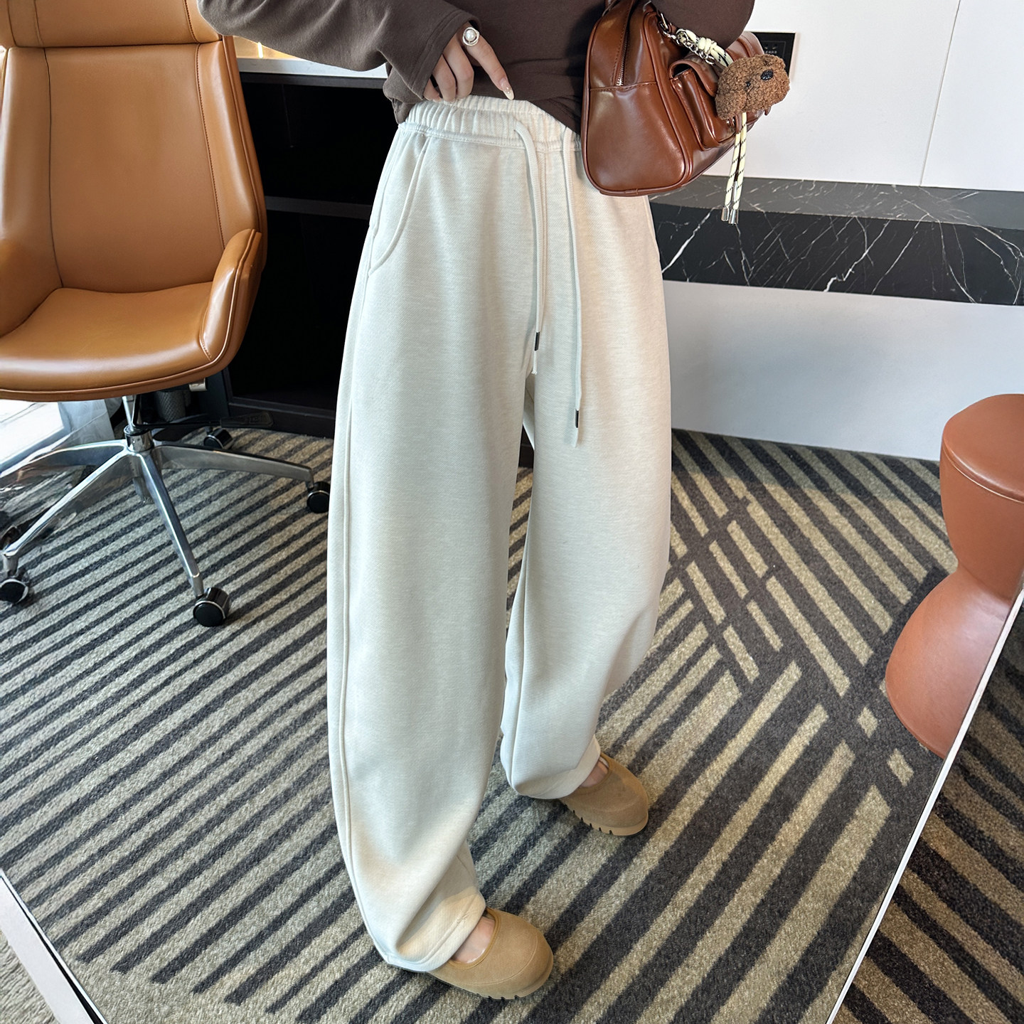 man分好身形！~加厚蚕丝羊毛弯刀裤女秋冬加绒柔软宽松阔腿休闲裤,女装/女士精品,休闲裤,淘宝优惠券,粉丝福利购,淘宝优惠卷