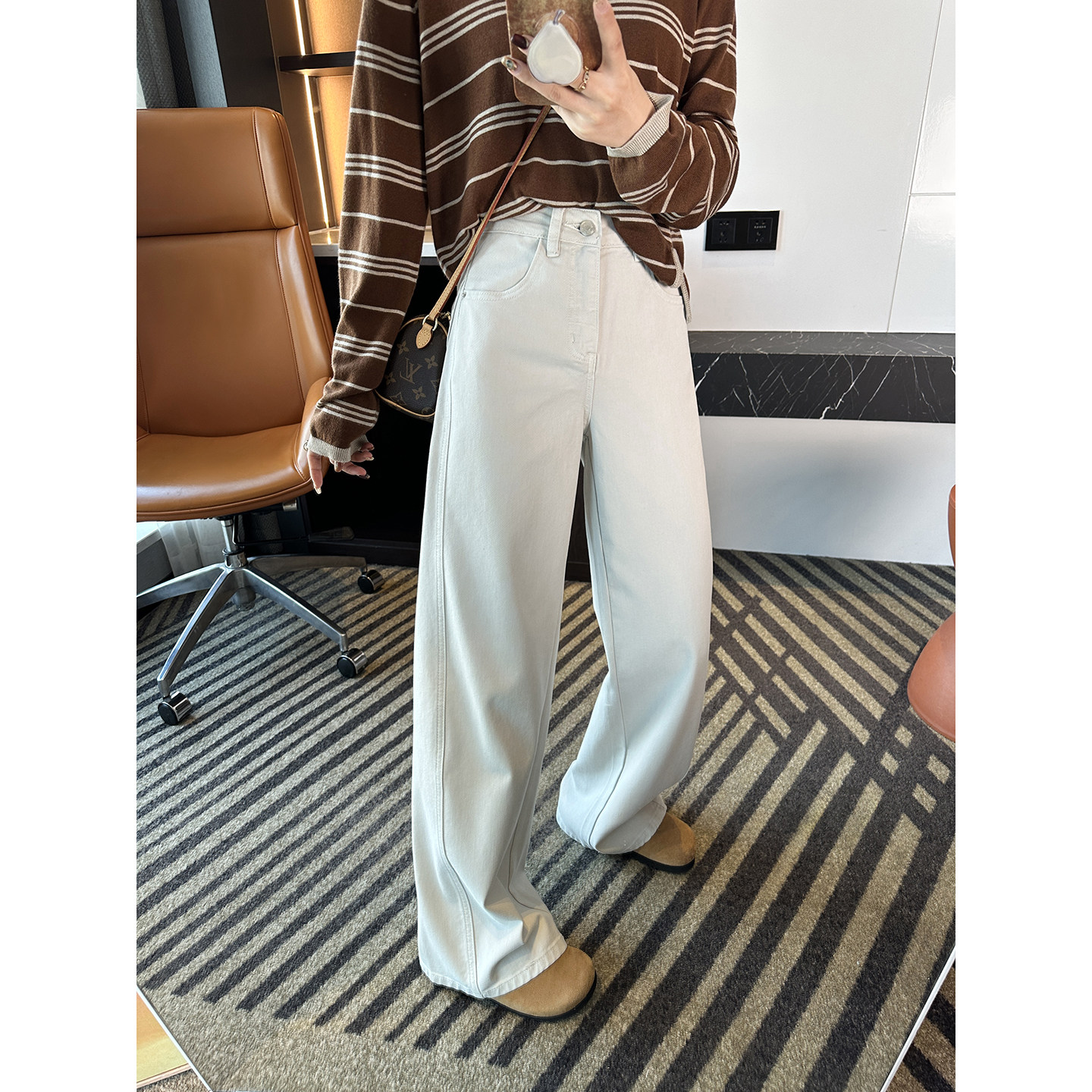 藏肉王牌！~两色拖地弯刀裤女春季新款松弛感高腰宽松阔腿牛仔裤,女装/女士精品,牛仔裤,淘宝优惠券,粉丝福利购,淘宝优惠卷