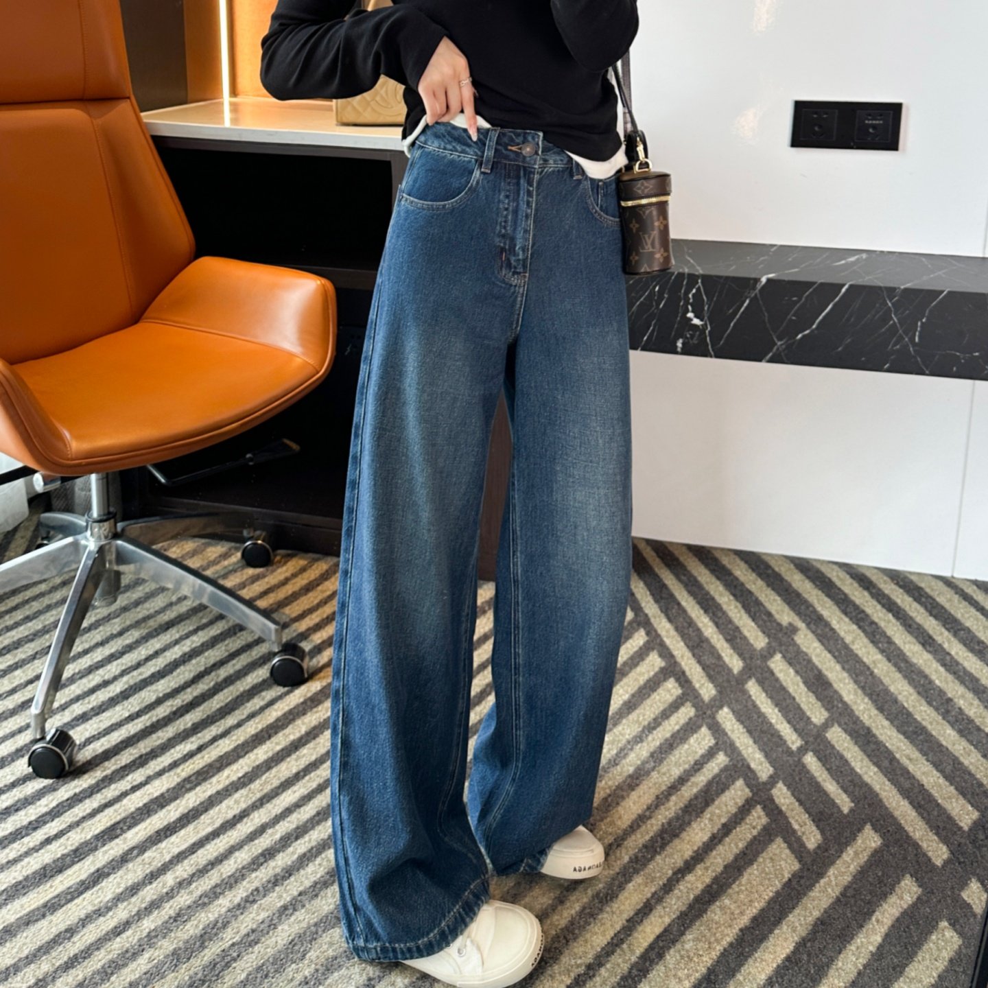身材比例救星！~高腰阔腿牛仔裤