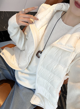 轻量小立领！~排骨羽绒马甲背心女秋冬保暖90白鸭绒纯色外穿上衣