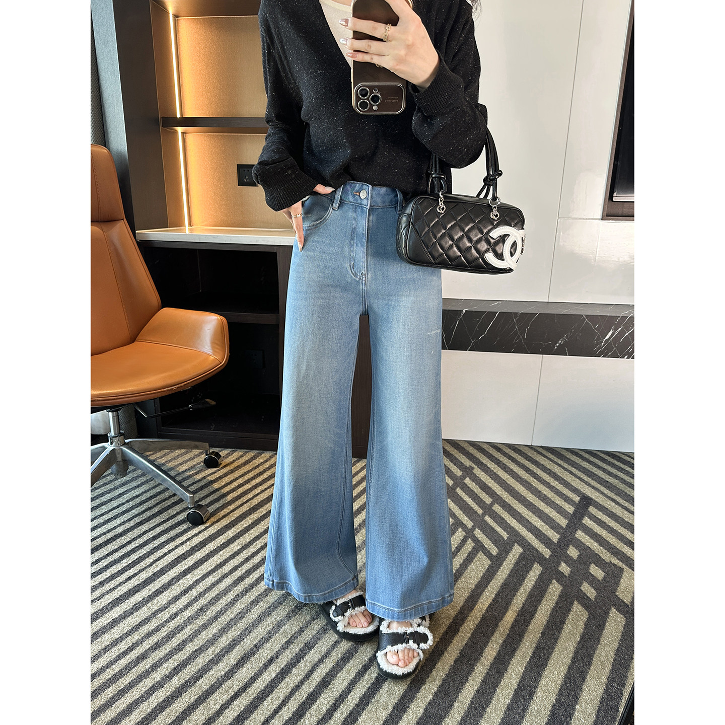 长腿欧尼！~四面弹微喇叭牛仔裤女新款春季浅蓝色宽松小个子长裤,女装/女士精品,牛仔裤,淘宝优惠券,粉丝福利购,淘宝优惠卷