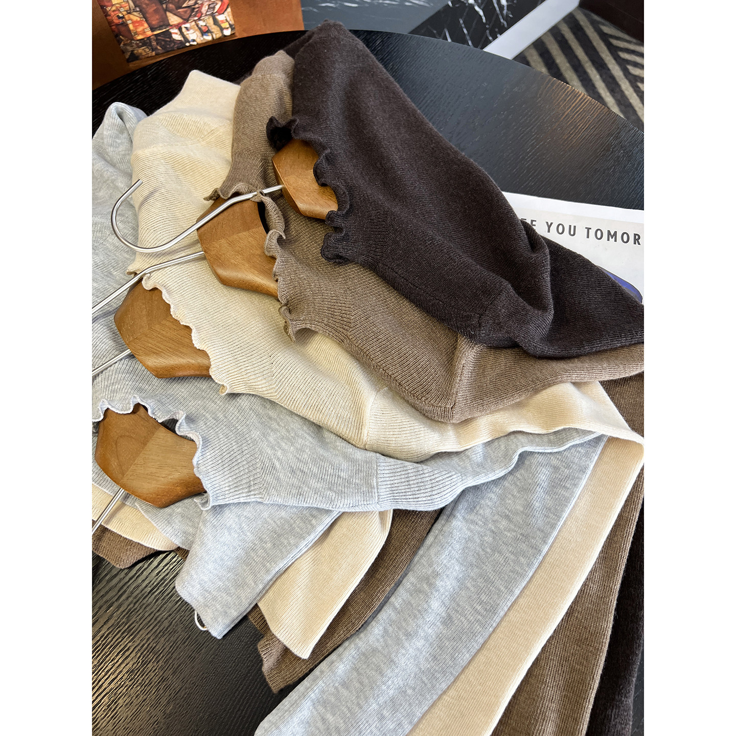 多色适配！~木耳边羊毛针织打底衫女纯色半高领修身弹力长袖上衣,女装/女士精品,卫衣/绒衫,淘宝优惠券,粉丝福利购,淘宝优惠卷