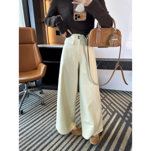 子女2026新款 日杂慵懒风 高腰宽松阔腿裤 休闲裤 水洗棉小个子工装