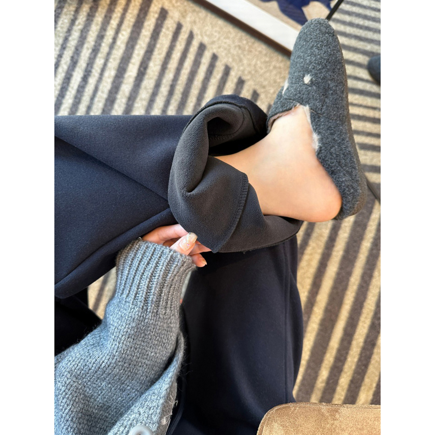 man分单品 设计感花边腰垂感阔腿裤女新加厚绒宽松显瘦茧型休闲裤,女装/女士精品,休闲裤,淘宝优惠券,粉丝福利购,淘宝优惠卷