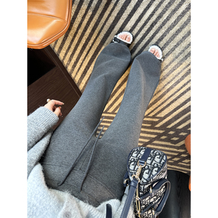 弹力显瘦长裤 lu系显瘦神裤 加绒加厚修身 女冬季 微喇叭休闲卫裤